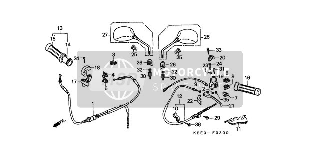 Honda SJ100 1998 Palanca de la manija/Cambiar/Cable para un 1998 Honda SJ100